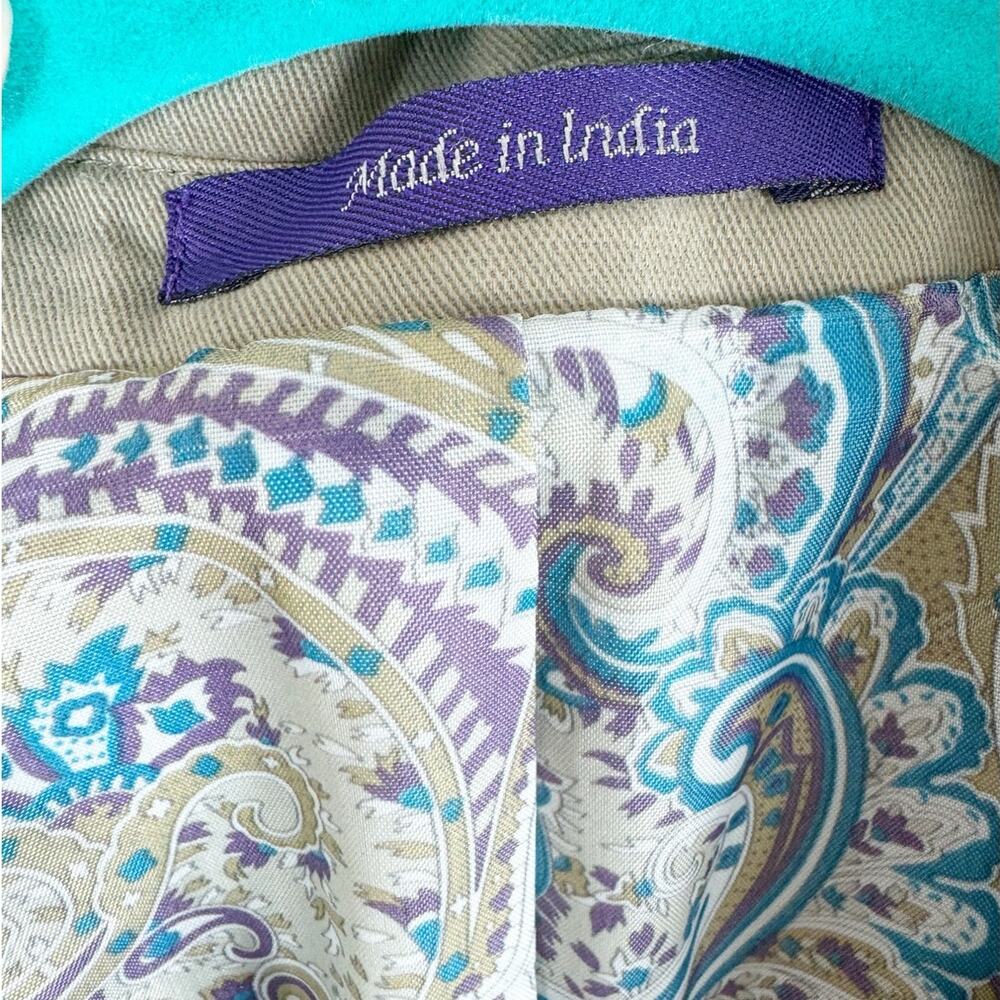 Alan Flusser Mens Sport Coat Blazer Khaki Tan Jacket Size XL Paisley Lined - Picture 7 of 9